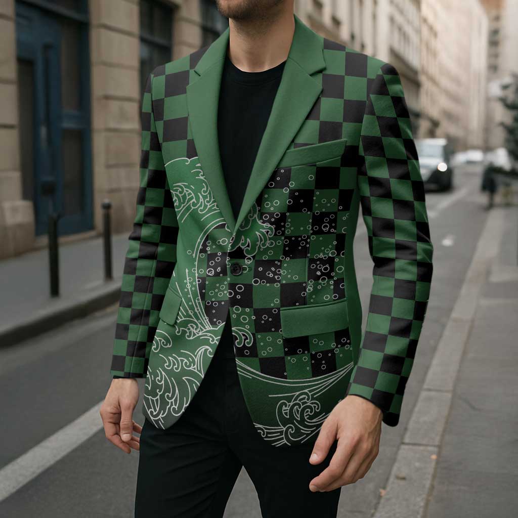 Japanese Asanoha Pattern Blazer Water Breathing Slayer Dragon LT9 - Polynesian Pride