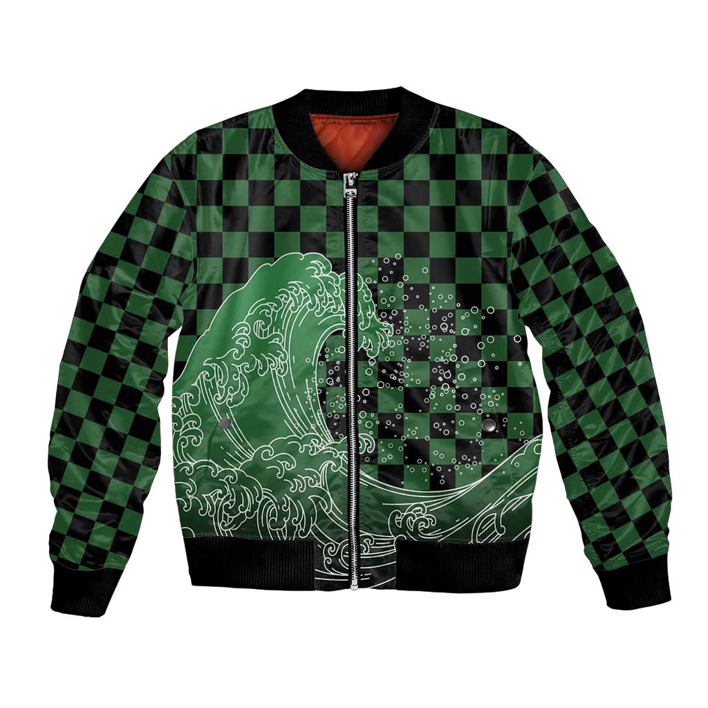 Japanese Asanoha Pattern Bomber Jacket Water Breathing Slayer Dragon LT9 Unisex Green - Polynesian Pride