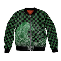 Japanese Asanoha Pattern Bomber Jacket Water Breathing Slayer Dragon LT9 Unisex Green - Polynesian Pride