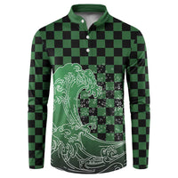 Japanese Asanoha Pattern Button Sweatshirt Water Breathing Slayer Dragon LT9 Green - Polynesian Pride