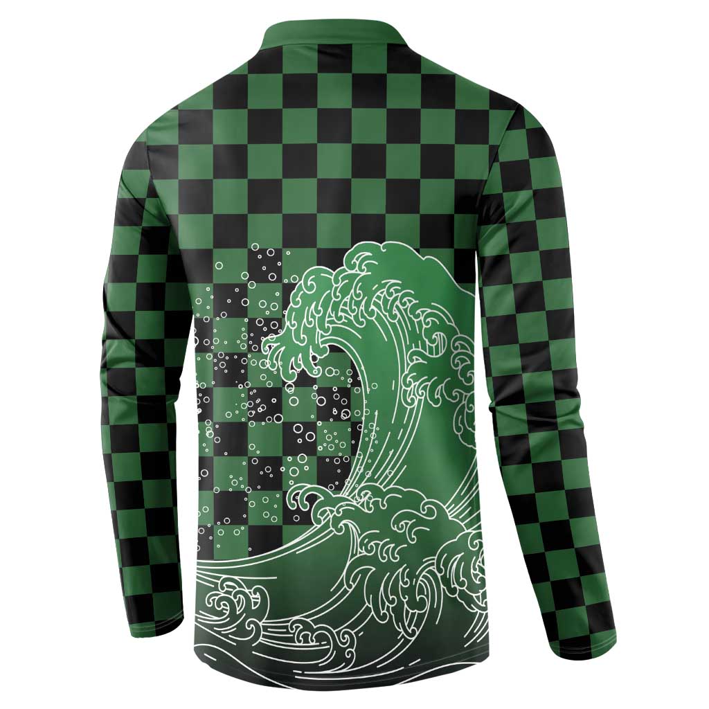 Japanese Asanoha Pattern Button Sweatshirt Water Breathing Slayer Dragon LT9 - Polynesian Pride
