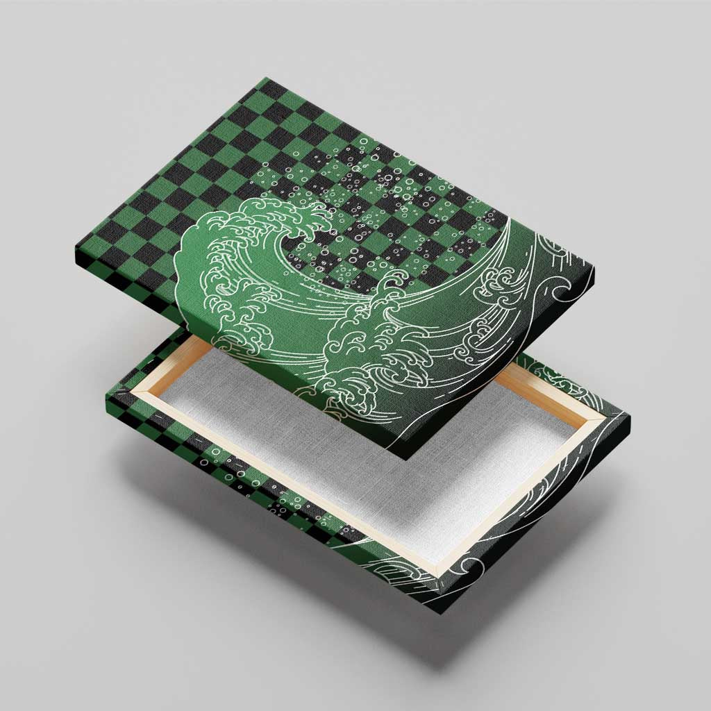 Japanese Asanoha Pattern Canvas Wall Art Water Breathing Slayer Dragon - Polynesian Pride