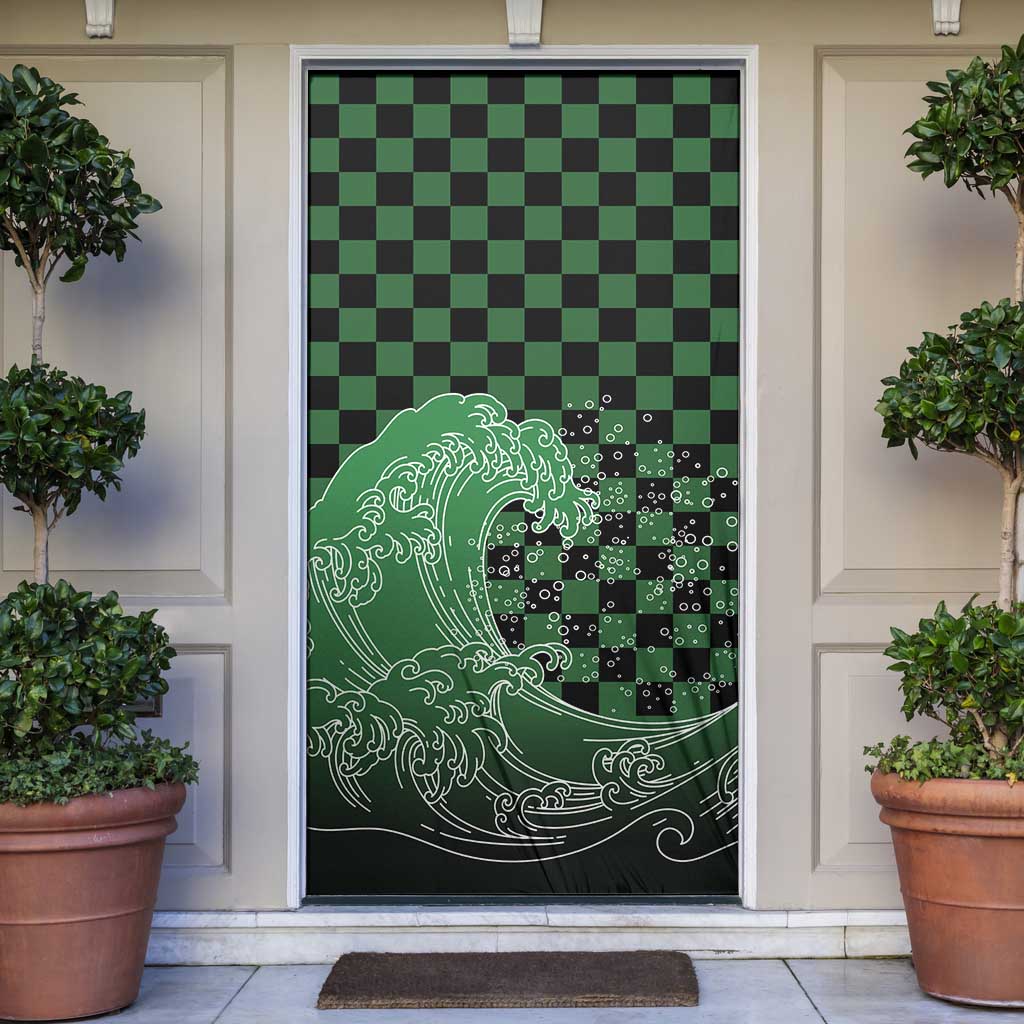 Japanese Asanoha Pattern Door Cover Water Breathing Slayer Dragon - Polynesian Pride