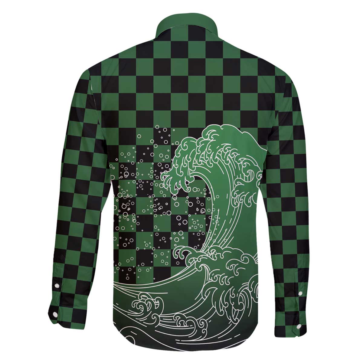 Japanese Asanoha Pattern Family Matching Off The Shoulder Long Sleeve Dress and Hawaiian Shirt Water Breathing Slayer Dragon - Polynesian Pride