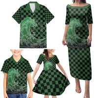 Japanese Asanoha Pattern Family Matching Puletasi and Hawaiian Shirt Water Breathing Slayer Dragon LT9 - Polynesian Pride