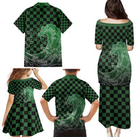 Japanese Asanoha Pattern Family Matching Puletasi and Hawaiian Shirt Water Breathing Slayer Dragon LT9 - Polynesian Pride