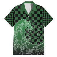 Japanese Asanoha Pattern Family Matching Puletasi and Hawaiian Shirt Water Breathing Slayer Dragon LT9 Dad's Shirt - Short Sleeve Green - Polynesian Pride