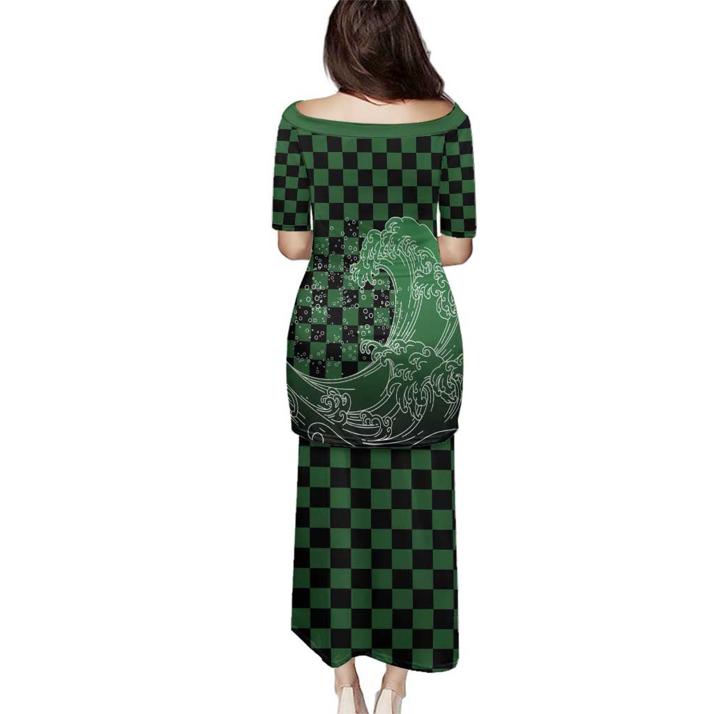Japanese Asanoha Pattern Family Matching Puletasi and Hawaiian Shirt Water Breathing Slayer Dragon LT9 - Polynesian Pride