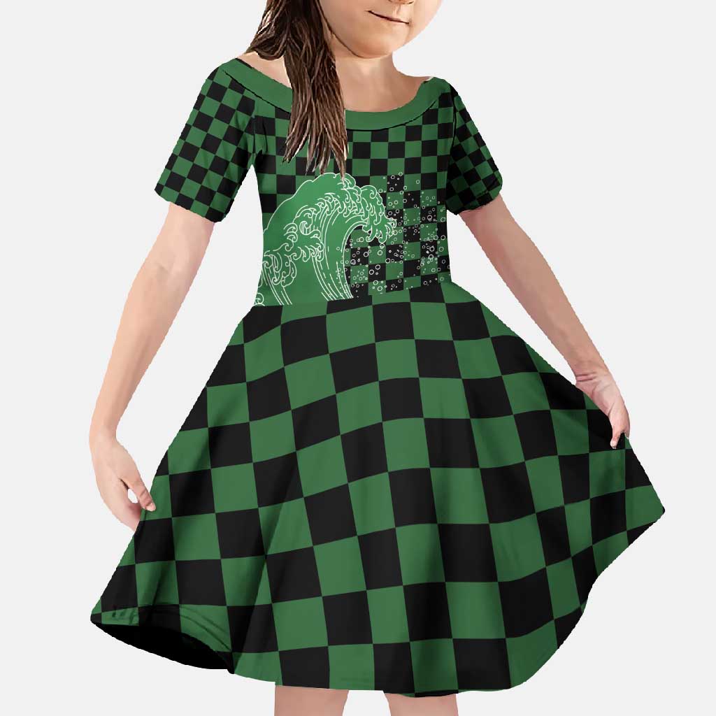 Japanese Asanoha Pattern Family Matching Summer Maxi Dress and Hawaiian Shirt Water Breathing Slayer Dragon - Polynesian Pride
