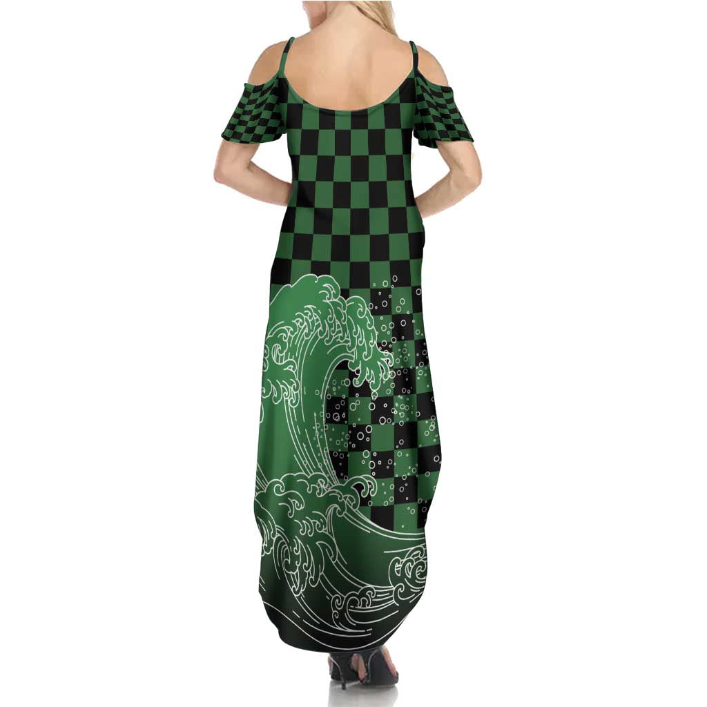 Japanese Asanoha Pattern Family Matching Summer Maxi Dress and Hawaiian Shirt Water Breathing Slayer Dragon - Polynesian Pride