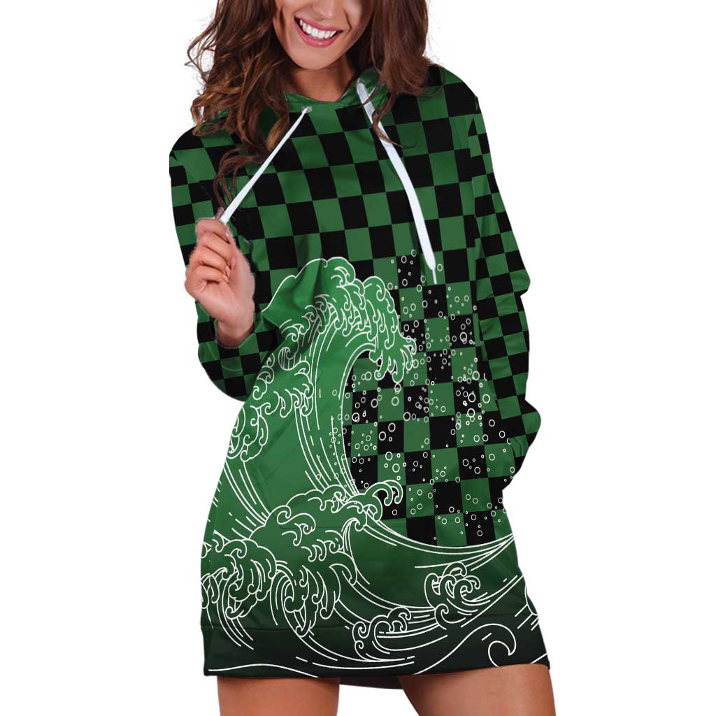 Japanese Asanoha Pattern Hoodie Dress Water Breathing Slayer Dragon - Polynesian Pride