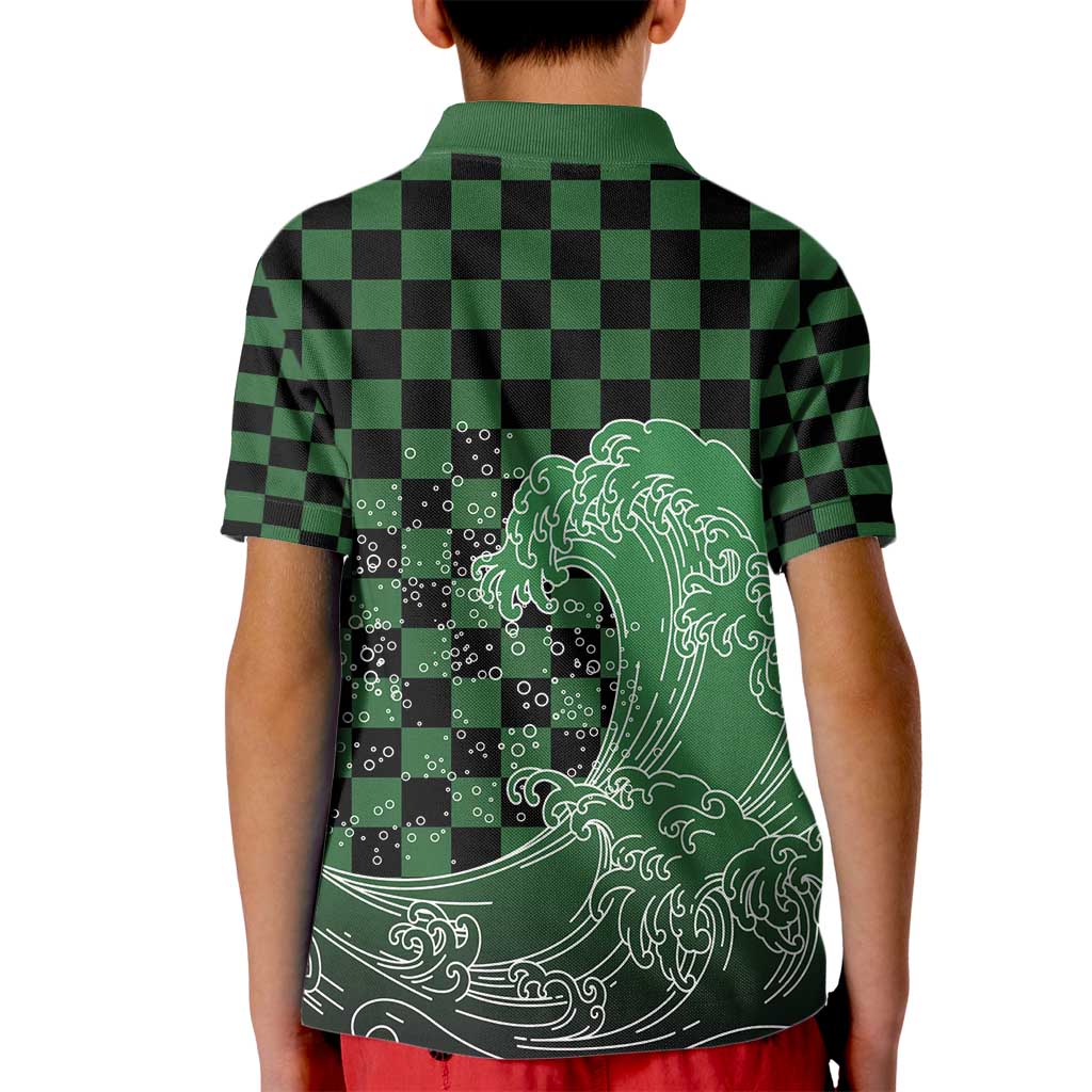 Japanese Asanoha Pattern Kid Polo Shirt Water Breathing Slayer Dragon - Polynesian Pride