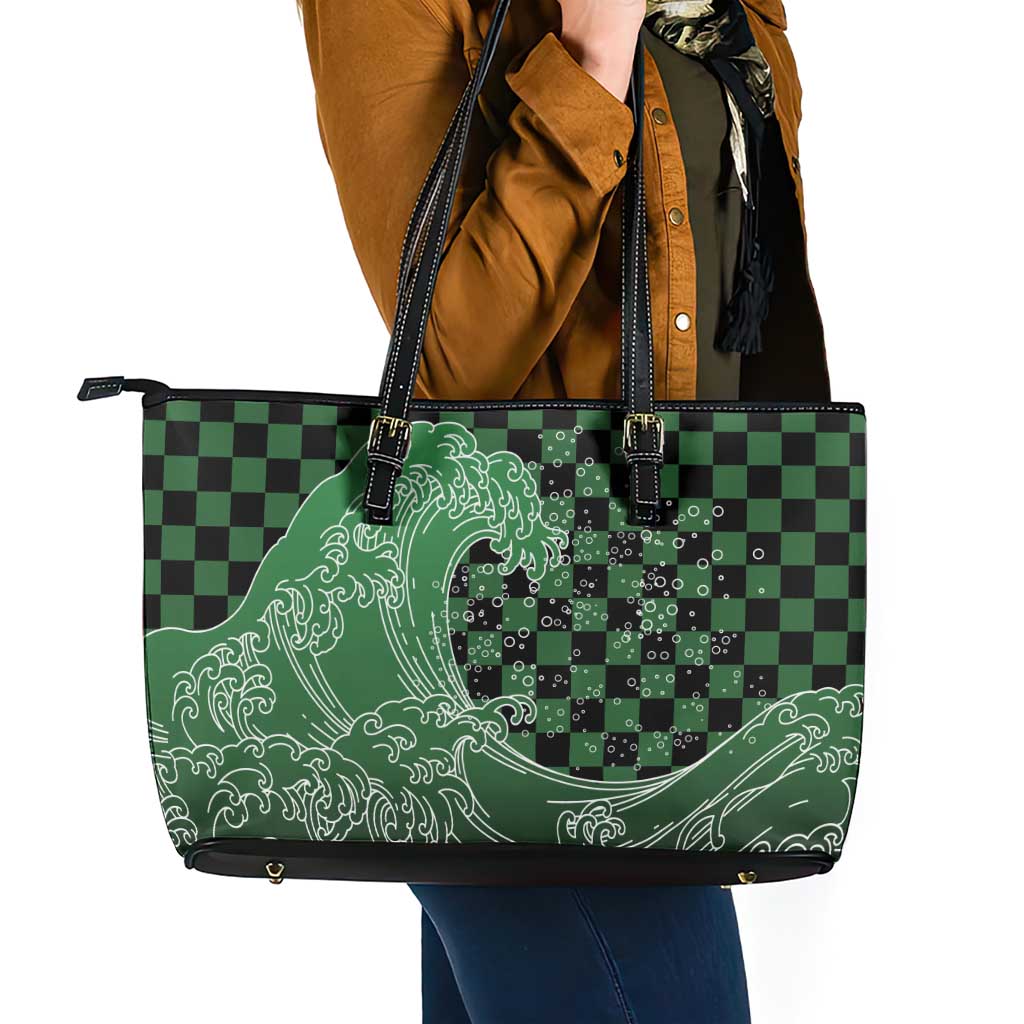 Japanese Asanoha Pattern Leather Tote Bag Water Breathing Slayer Dragon LT9 - Polynesian Pride