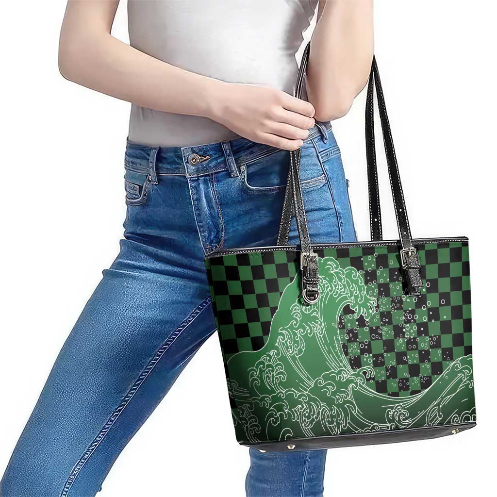 Japanese Asanoha Pattern Leather Tote Bag Water Breathing Slayer Dragon LT9 - Polynesian Pride
