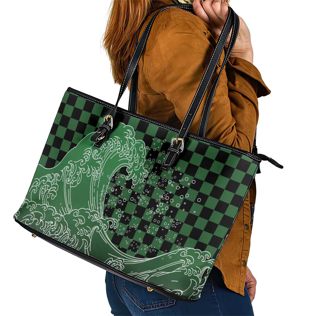 Japanese Asanoha Pattern Leather Tote Bag Water Breathing Slayer Dragon LT9 - Polynesian Pride