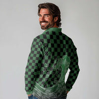 Japanese Asanoha Pattern Long Sleeve Polo Shirt Water Breathing Slayer Dragon - Polynesian Pride