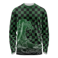 Japanese Asanoha Pattern Long Sleeve Shirt Water Breathing Slayer Dragon - Polynesian Pride
