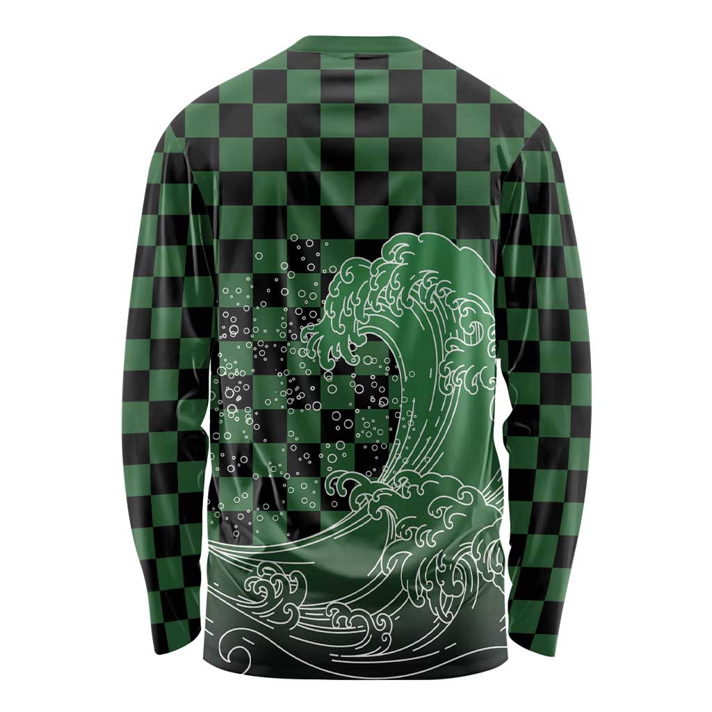 Japanese Asanoha Pattern Long Sleeve Shirt Water Breathing Slayer Dragon - Polynesian Pride
