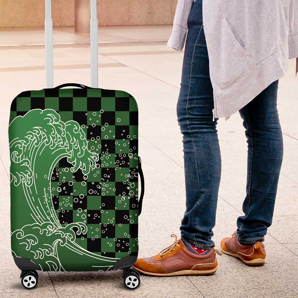 Japanese Asanoha Pattern Luggage Cover Water Breathing Slayer Dragon LT9 Green - Polynesian Pride