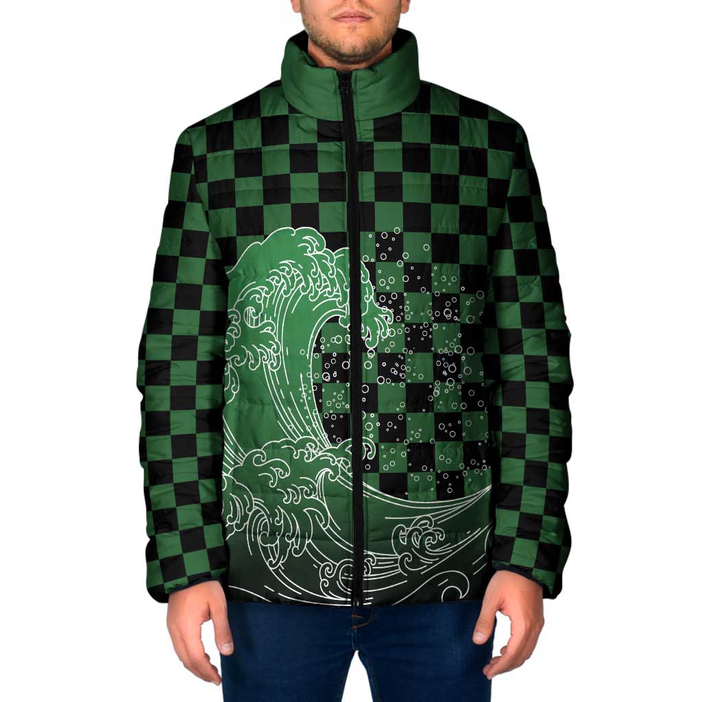 Japanese Asanoha Pattern Padded Jacket Water Breathing Slayer Dragon LT9 Men Green - Polynesian Pride