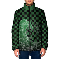 Japanese Asanoha Pattern Padded Jacket Water Breathing Slayer Dragon LT9 Men Green - Polynesian Pride