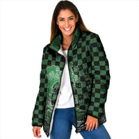 Japanese Asanoha Pattern Padded Jacket Water Breathing Slayer Dragon LT9 Women Green - Polynesian Pride