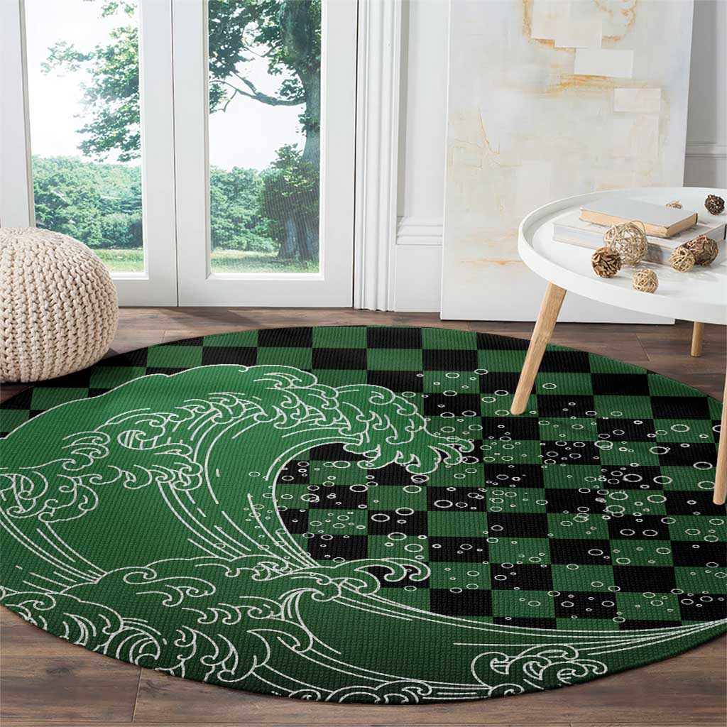 Japanese Asanoha Pattern Round Carpet Water Breathing Slayer Dragon - Polynesian Pride