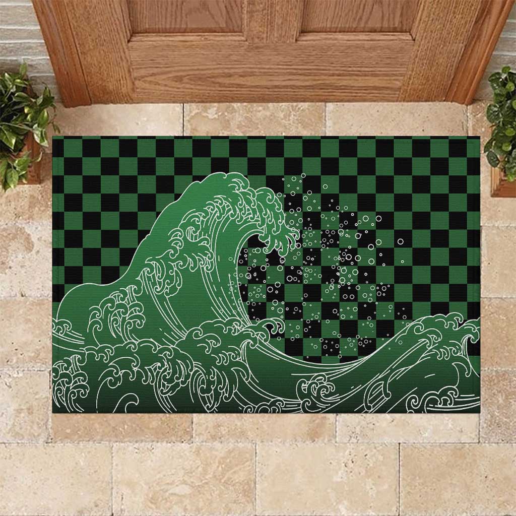 Japanese Asanoha Pattern Rubber Doormat Water Breathing Slayer Dragon LT9 Green - Polynesian Pride