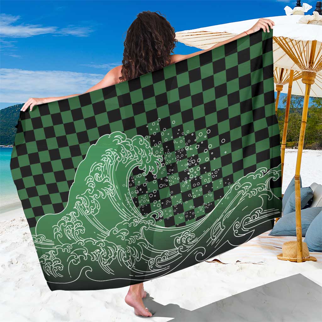 Japanese Asanoha Pattern Sarong Water Breathing Slayer Dragon LT9 One Size 44 x 66 inches Green - Polynesian Pride