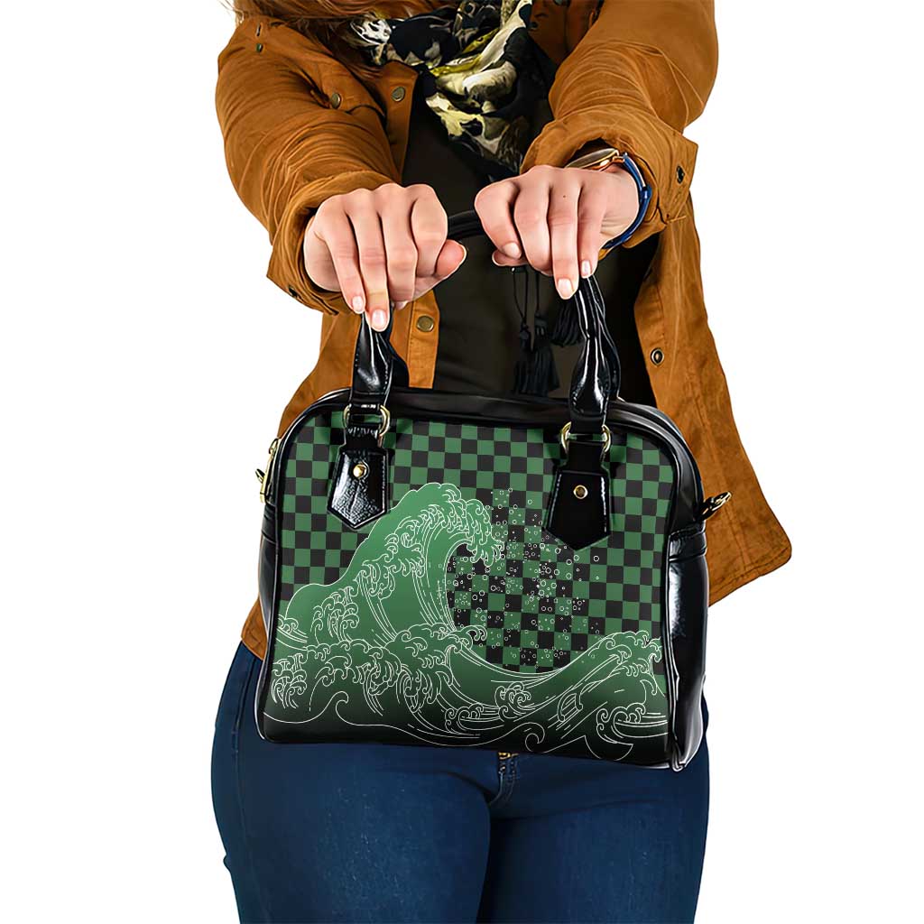 Japanese Asanoha Pattern Shoulder Handbag Water Breathing Slayer Dragon LT9 One Size Green - Polynesian Pride