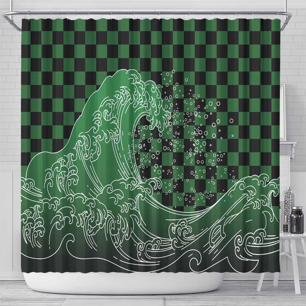 Japanese Asanoha Pattern Shower Curtain Water Breathing Slayer Dragon - Polynesian Pride