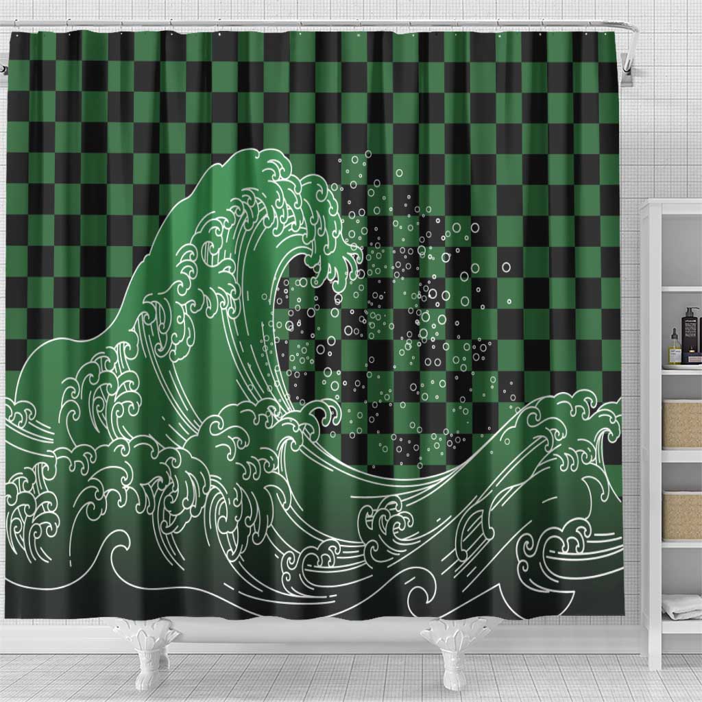 Japanese Asanoha Pattern Shower Curtain Water Breathing Slayer Dragon - Polynesian Pride