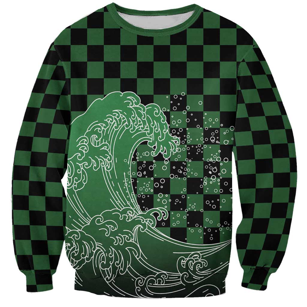 Japanese Asanoha Pattern Sweatshirt Water Breathing Slayer Dragon LT9 Unisex Green - Polynesian Pride