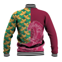 Japanese Bishamon-Kikkou Pattern Baseball Jacket Water Pillar Silent River Flow - Polynesian Pride