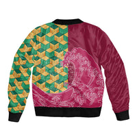 Japanese Bishamon-Kikkou Pattern Bomber Jacket Water Pillar Silent River Flow LT9 - Polynesian Pride
