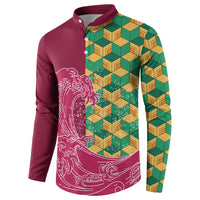 Japanese Bishamon-Kikkou Pattern Button Sweatshirt Water Pillar Silent River Flow LT9 - Polynesian Pride