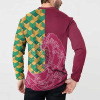 Japanese Bishamon-Kikkou Pattern Button Sweatshirt Water Pillar Silent River Flow LT9 - Polynesian Pride