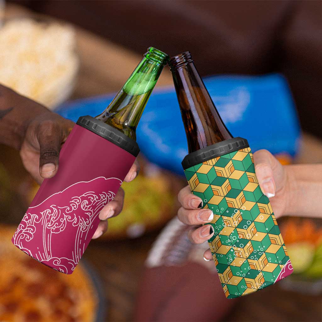 Japanese Bishamon-Kikkou Pattern 4 in 1 Can Cooler Tumbler Water Pillar Silent River Flow - Polynesian Pride