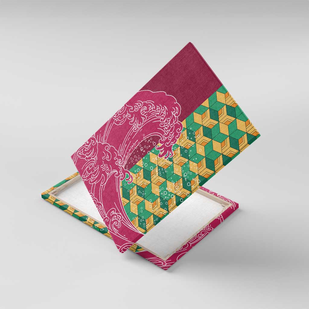 Japanese Bishamon-Kikkou Pattern Canvas Wall Art Water Pillar Silent River Flow - Polynesian Pride