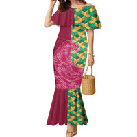 Japanese Bishamon-Kikkou Pattern Family Matching Mermaid Dress and Hawaiian Shirt Water Pillar Silent River Flow - Polynesian Pride