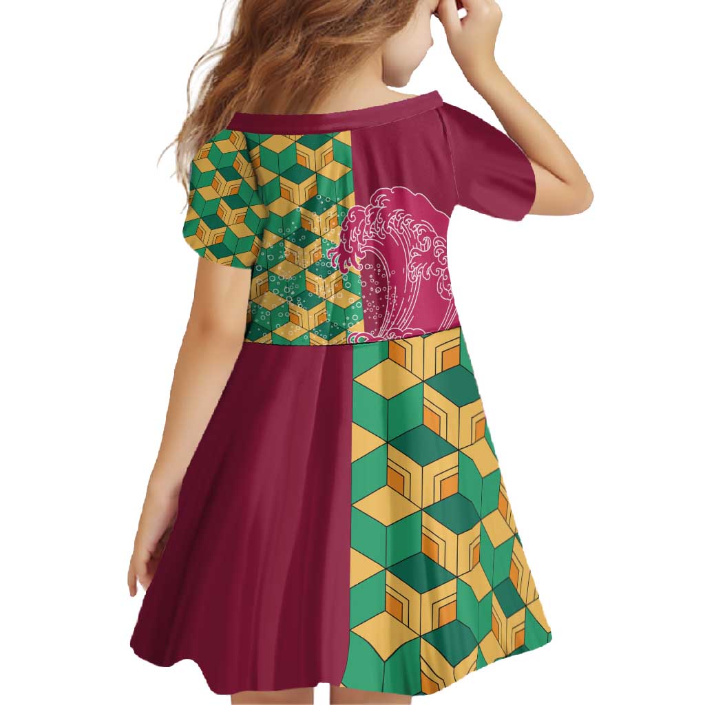 Japanese Bishamon-Kikkou Pattern Family Matching Summer Maxi Dress and Hawaiian Shirt Water Pillar Silent River Flow - Polynesian Pride