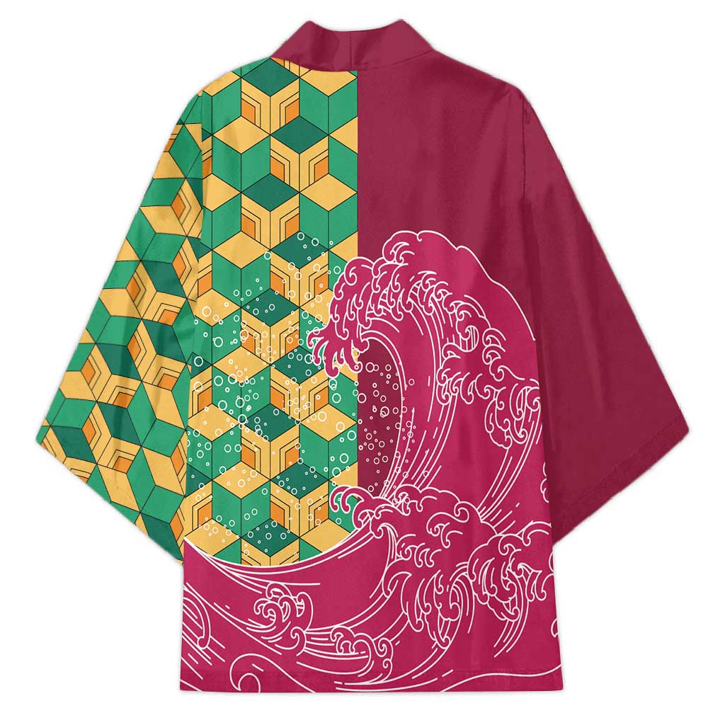 Japanese Bishamon-Kikkou Pattern Kimono Water Pillar Silent River Flow LT9 - Polynesian Pride
