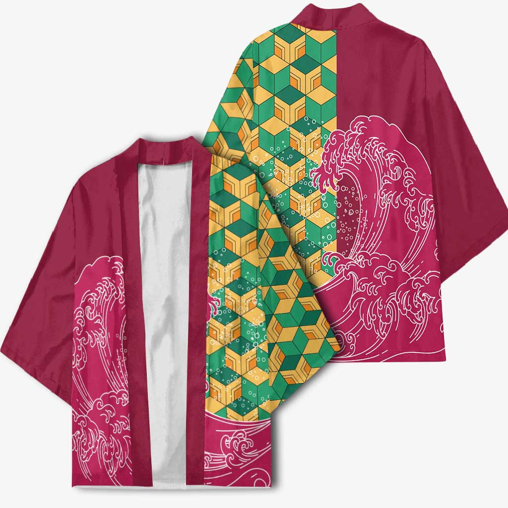Japanese Bishamon-Kikkou Pattern Kimono Water Pillar Silent River Flow LT9 - Polynesian Pride