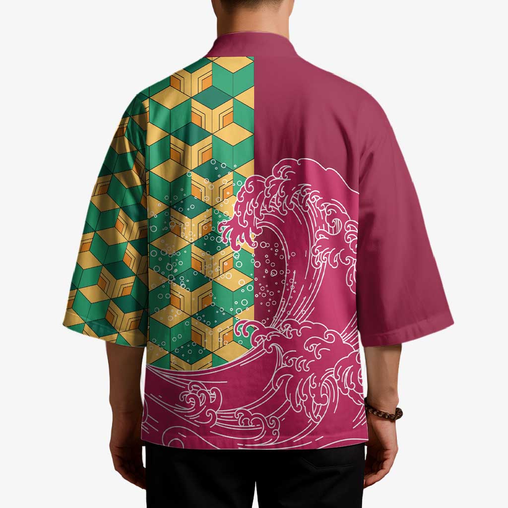 Japanese Bishamon-Kikkou Pattern Kimono Water Pillar Silent River Flow LT9 - Polynesian Pride