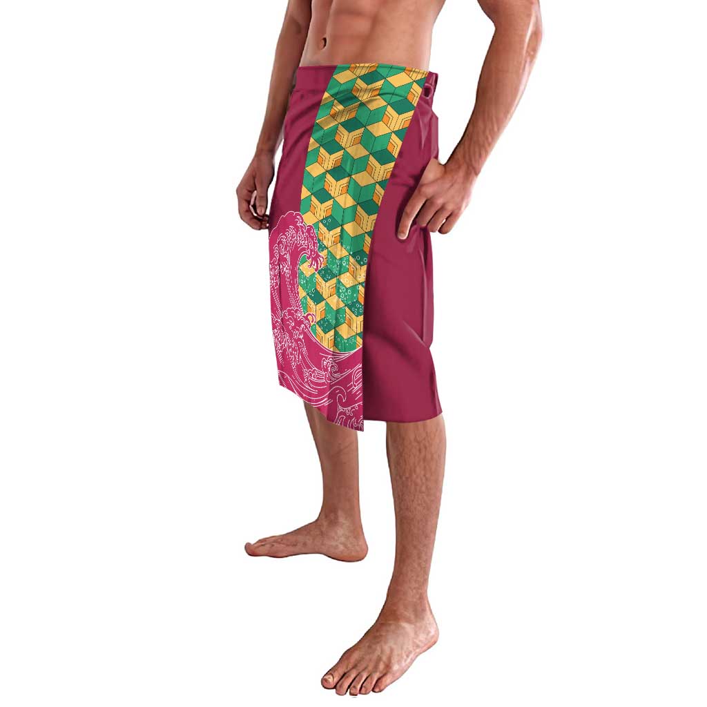 Japanese Bishamon-Kikkou Pattern Lavalava Water Pillar Silent River Flow - Polynesian Pride