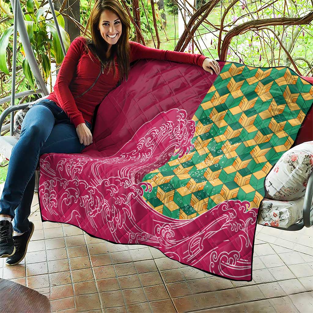 Japanese Bishamon-Kikkou Pattern Quilt Water Pillar Silent River Flow LT9 - Polynesian Pride
