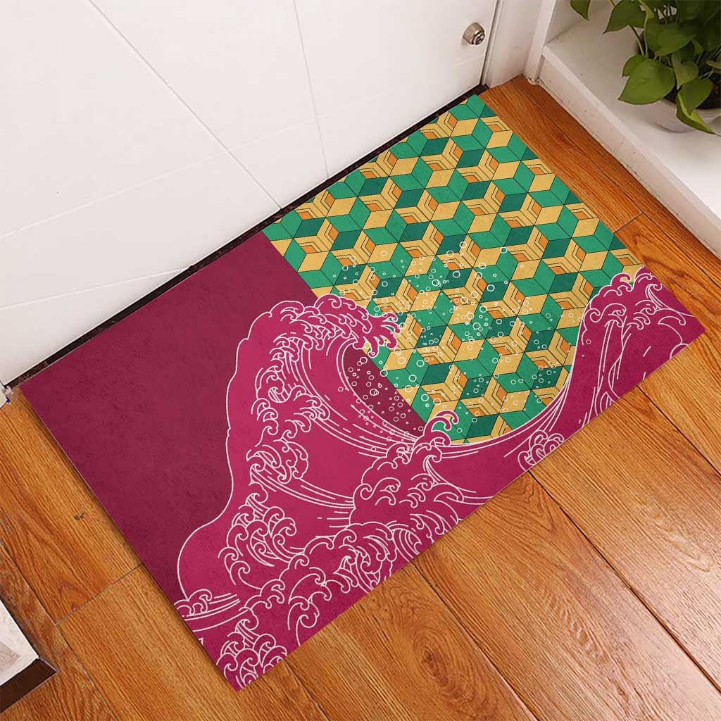 Japanese Bishamon-Kikkou Pattern Rubber Doormat Water Pillar Silent River Flow LT9 - Polynesian Pride