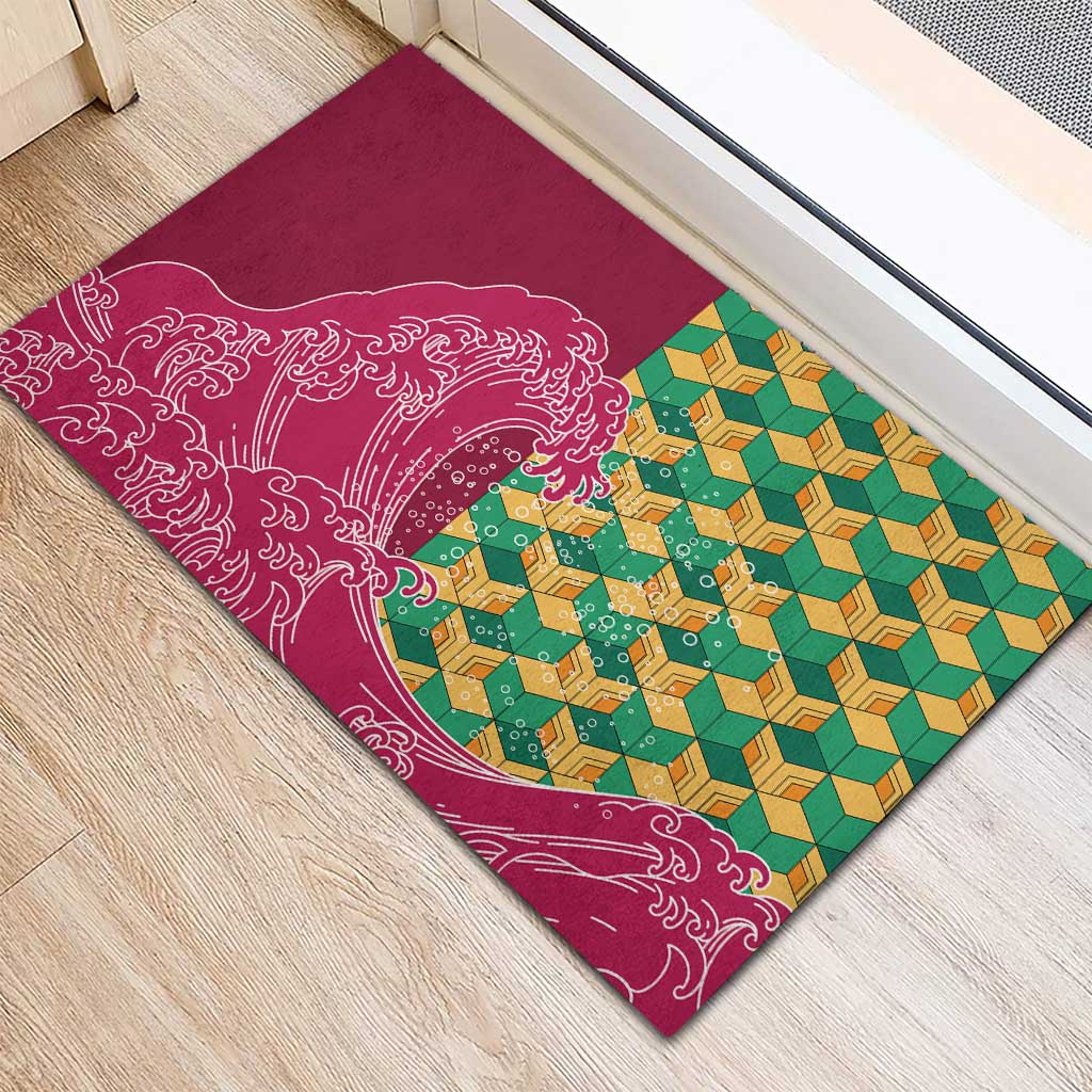 Japanese Bishamon-Kikkou Pattern Rubber Doormat Water Pillar Silent River Flow LT9 - Polynesian Pride