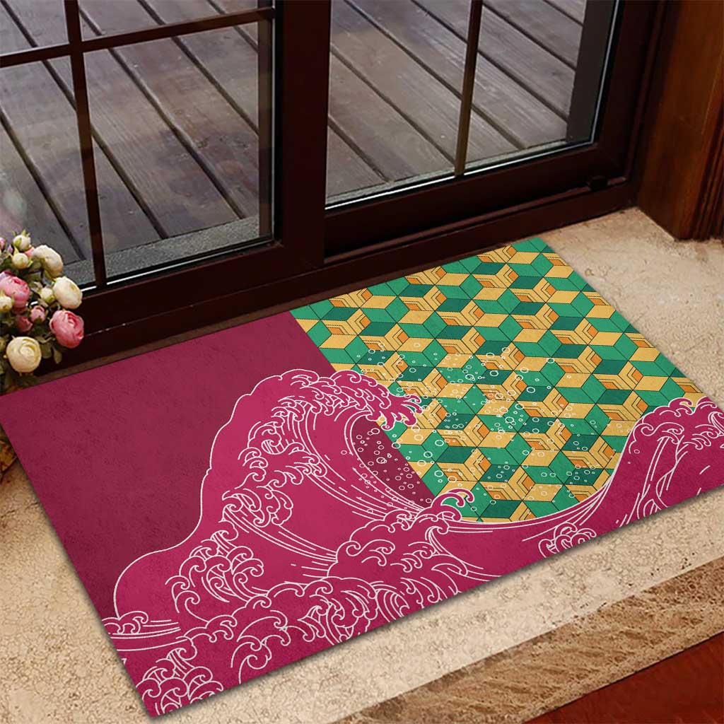 Japanese Bishamon-Kikkou Pattern Rubber Doormat Water Pillar Silent River Flow LT9 - Polynesian Pride