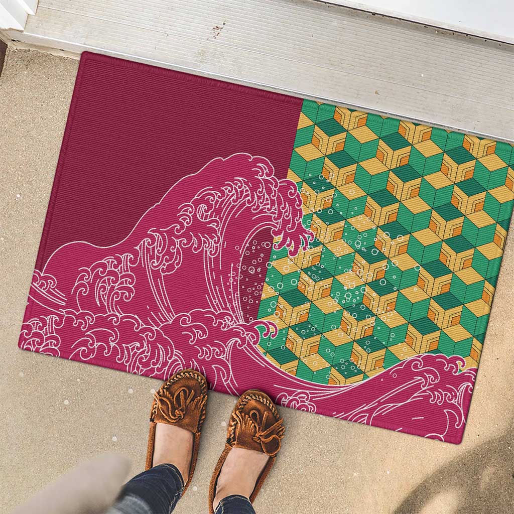 Japanese Bishamon-Kikkou Pattern Rubber Doormat Water Pillar Silent River Flow LT9 - Polynesian Pride